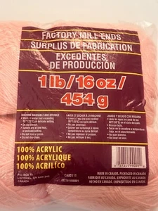 NEW ~ FACTORY MILL ENDS ~ 100% Acrylic ~ Pink ~ Made in Canada ~ 16oz. - Picture 1 of 2