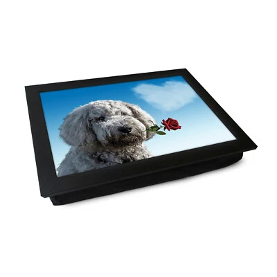 Hund mit Rosenschoß Tablett mit Kissen, vielseitige Knietisch für Mahlzeiten und Laptops - Bild 1 von 4