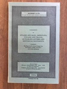 Sotheby's Auction Catalogue Oct 14/15 1974 ATLASES MAPS AMERICANA VOYAGE TRAVEL - Imagen 1 de 5