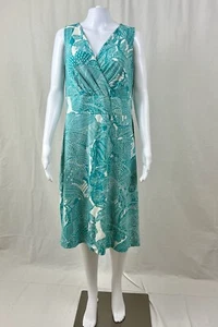 Talbots Damen Übergröße türkis weiß Blumen Stretch Strickkleid Gr. X - Bild 1 von 8
