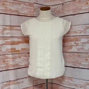 Parte superior delantera plisada BODEN Dakota talla 4 superposición de gasa blanca - Imagen 1 de 6