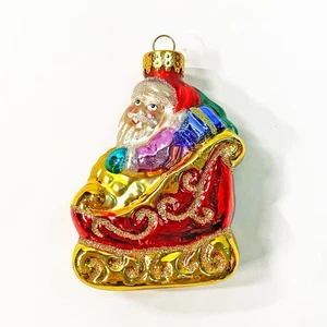 Vintage UT Tesori Unici Slitta di Babbo Natale Vetro Decorazione Natalizia - Foto 1 di 3