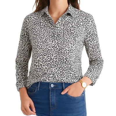 Talbots Leopard Print Button Down Shirt Non Iron Blouse Classic Career Top 16 - Image 1 of 4