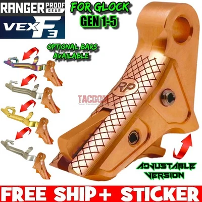RANGER PROOF JOHNNY GLOCK RANGER PROOF w/ Johnny GL0CK VEX F3 ADJUSTABLE TRIGGER COPPER 17 19 43X GEN 1-5