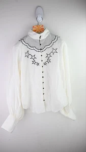 Mackenzie Mode embroidered linen& silk blend blouse in white size UK14 - Picture 1 of 15
