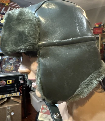 De Colección Grande YA Gorro Trampero Verde con Orejeras Imitación Cuero/Piel CÁLIDO 24" Foto 1 de 4
