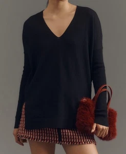 Maeve Anthropologie Damen Schwarz V-Ausschnitt Langarm Pullover Größe XS - Bild 1 von 6