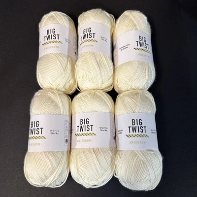 LOT of 6 Joann Big Twist - Amigurumi Yarn- Cream Cheese White, new discontinued