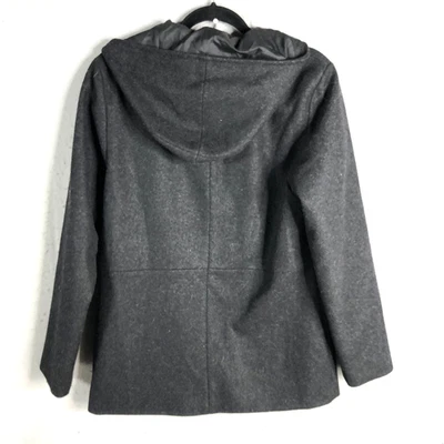 Old Navy Jacket Mens Medium Charcoal Wool Blend Car Coat Hooded Zip Y2K Retro - Image 1 of 4