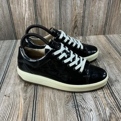 Ecco Womens Casual Size 6/6.5 US 37 Patent Leather Platform Lace Up Shoes RARE - Image 1 of 4