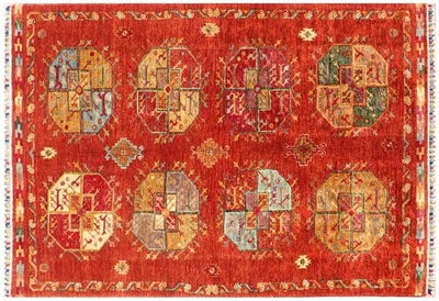 Afghan Ziegler Khorjin Ariana Carpet 130x200 Hand-knotted Gray Striped - Image 1 of 4