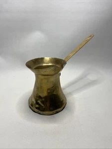 Vtg Brass Turkish Greek Coffee Maker Melting Pot With Long Handle Marked #12 - Picture 1 of 14