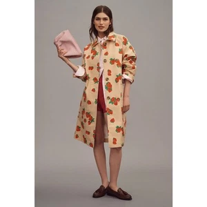 nwt ANTHROPOLOGIE MAEVE s Strawberry Printed Car Coat - Picture 1 of 4