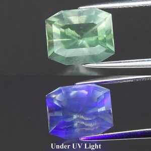💎 4.53ct 10x8.2mm Octagon Natural Green Fluorite - Color Change Under UV Light - Picture 1 of 6
