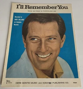 1965 I'll Remember You Partitura Andy Williams Kuiokalani Lee - Imagen 1 de 1