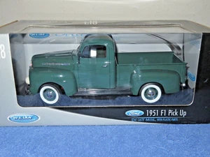 1951 FORD F1 PICKUP GREEN 1:18 WELLY OPENING HOOD DOORS & TAILGATE - Picture 1 of 8