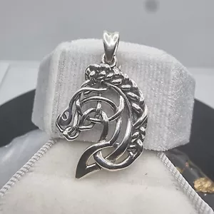 Keltischer Knoten Geist Pferdekopf Anhänger Unikat Schmuck Geschenk 925 Sterling Silber - Bild 1 von 2