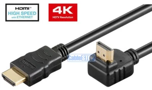 3m HDMI to RIGHT ANGLE 90 Degrees 4K Ultra HD 2160p ETHERNET Cable ARC TV LEAD - Picture 1 of 3