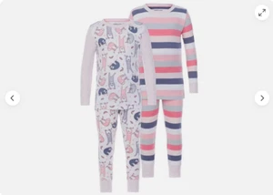 Kirkland Signature kids’ SLOTH AND STRIPE 4 Pc Pajama Set(PINKS/GRAY 7)NWT - Picture 1 of 5