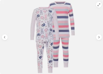 Juego de 4 pijamas Kirkland Signature para niños perezosos y rayas (ROSA/GRIS 4T) NUEVO CON ETIQUETAS Foto 1 de 4