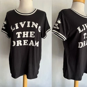 MICKEY MOUSE Official "Living the Dream" Junk Food Disney Ringer T-Shirt Size XL - Picture 1 of 6