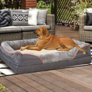 Luxury Pet Couch Cooling Orthopedic Memory Foam Quilted Bolstered Sofa Dog Bed