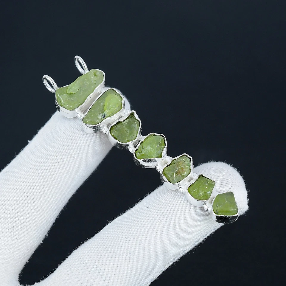 Natürlich Peridot Grobem Anhänger Handgemacht 925 Sterlingsilber Schmuck Für - Bild 1 von 4