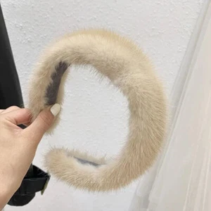 Diademas de piel de visón real de lujo para mujeres Damas Moda Banda para el cabello Aro Peludo Regalos - Imagen 1 de 33