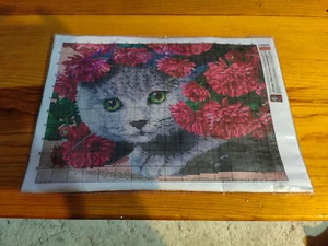 Adult Beginner Afternoon Nap grey cat cross stitch kit - Picture 1 of 3