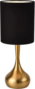 Modern Table Lamp, 17.3" Small Desk Light with Brass Metal Droplet Base, Black - Picture 1 of 12