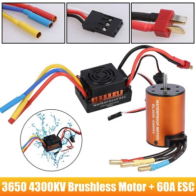 Motor sin escobillas impermeable 3650 4300KV + 60A ESC conjunto combinado para 1/10 RC coche camión Foto 1 de 4