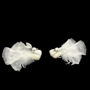 2 Pcs 4-1/2"L Artificial Peacock Bird Glitter Gems Foam Feather Craft Decoration - Picture 1 of 7
