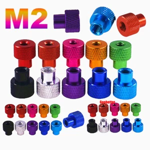 M2 Aluminum Alloy Colourful Knurled Thumb Nut Through Hole Hand Grip Knobs Nuts - Picture 1 of 12