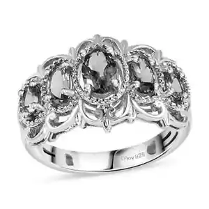 STUNNING!! Tanzanite 5 Stone Ring Platinum Plated 1.20ctw Size 6 - Picture 1 of 6
