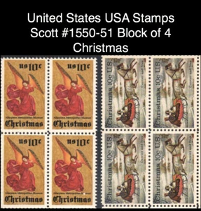 United States USA Stamps Scott #1550-51 Block of 4 Christmas - Picture 1 of 1