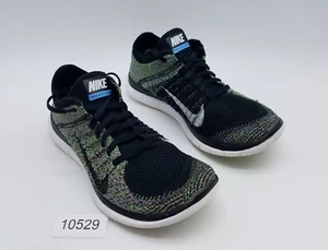 Nike Free 4.0 Flyknit Women's Size 7 Running Shoes Black Green - Picture 1 of 13