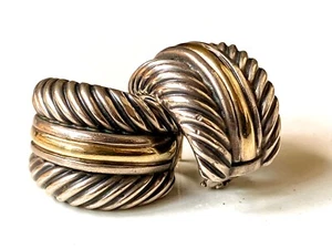 David YURMAN Sterling 925 & 14 Karat Gold Creolen mit Zopfmuster - Bild 1 von 6