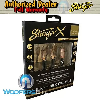 STINGER XI32YM 2-CHANNEL 3 Y-CONNECT 2 MALE / 1 FEMALE PURE COPPER RCA CABLE NEW - Image 1 of 2