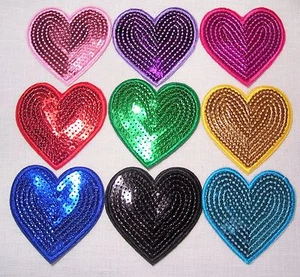 ÉCUSSON PATCH SEQUIN thermocollant ** 7 x 7 cm ** COEUR Valentin - au choix - Imagen 1 de 10