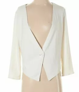 Nikki Poulos~Mediana~Chaqueta Reversible Crema sobre Crema con Cierre de Botón~NUEVA - Imagen 1 de 10