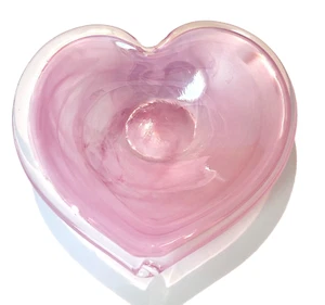 VTG Murano Art Glass Bowl Pink Heart Shaped Lavorazione Made in Italy - Picture 1 of 6