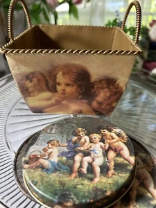 Cherub Tin Container And Set Of Coasters - Picture 1 of 15