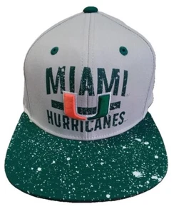 Rare Adidas Miami Hurricanes Snapback Cap / Hat with Gray / Green Flat Brim NWT - Picture 1 of 4