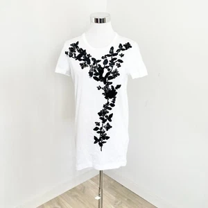 Dsquared2 Beaded Embellished Crew Neck Short Sleeve T-Shirt White Black Size S - Picture 1 of 13