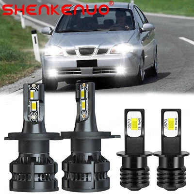 H4+H3 para Daewoo Nubira 1999-2002 Kit de bombilla de faros LED 4x haz alto bajo Foto 1 de 4