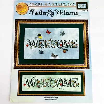 Butterfly Welcome Cross My Heart Inc Cross Stitch Sampler Pattern Book - Image 1 of 4