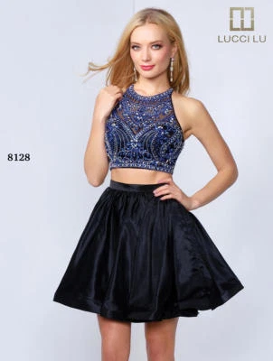NWT Short 2-piece Prom Dress with sequin beads Lucci Lu style 8128 - Image 1 of 2