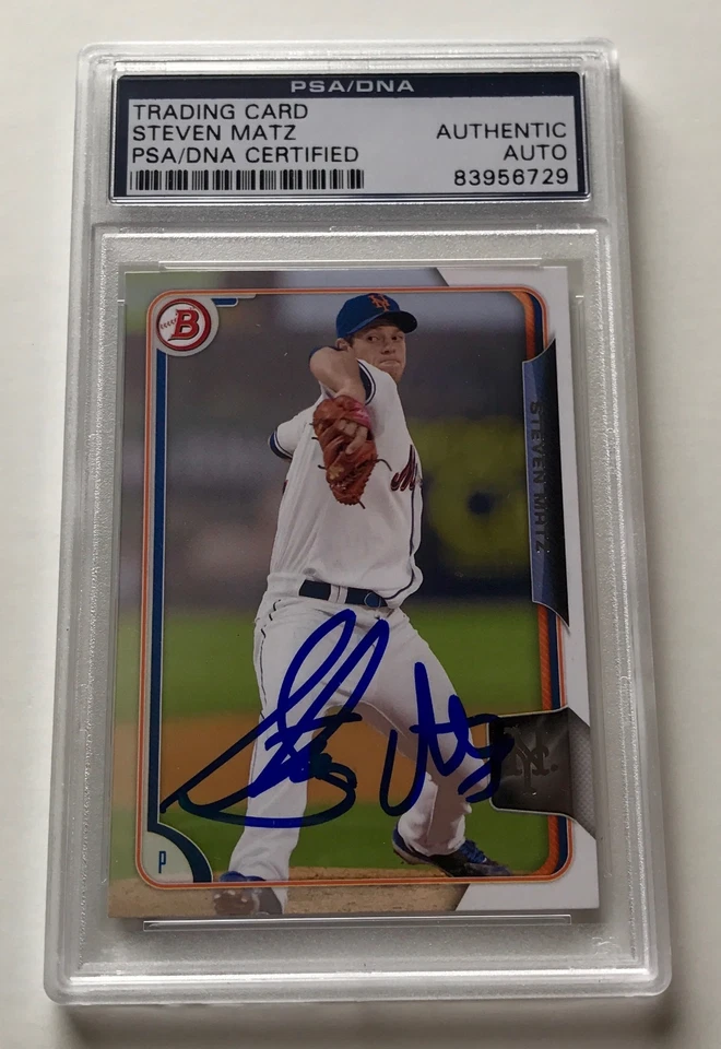 2015 Bowman Prospects Steven Matz New York Mets Signed Auto Card PSA/DNA - Image 1 of 1