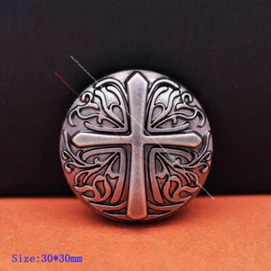 10X VINTAGE SILBER GOTISCH KELTISCHES KREUZ LEDERHANDWERK GÜRTEL WESTERN SATTEL CONCHO - Bild 1 von 8