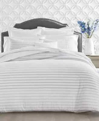 Charter Club Damask Seersucker Ombre Stripe Full/Queen Duvet Cover Set Grey New - Image 1 of 4